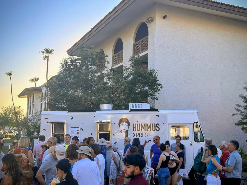 Hummus Xpress food truck serving fresh Mediterranean food